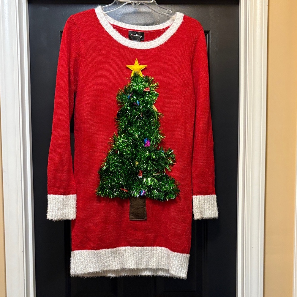Festive Red Christmas Tree Sweater
